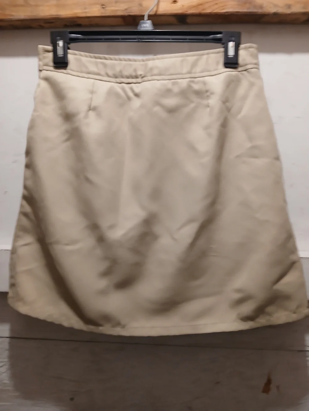 Girls Beige Uniform Pleated A-Line Skort with Side Buckle Size 14